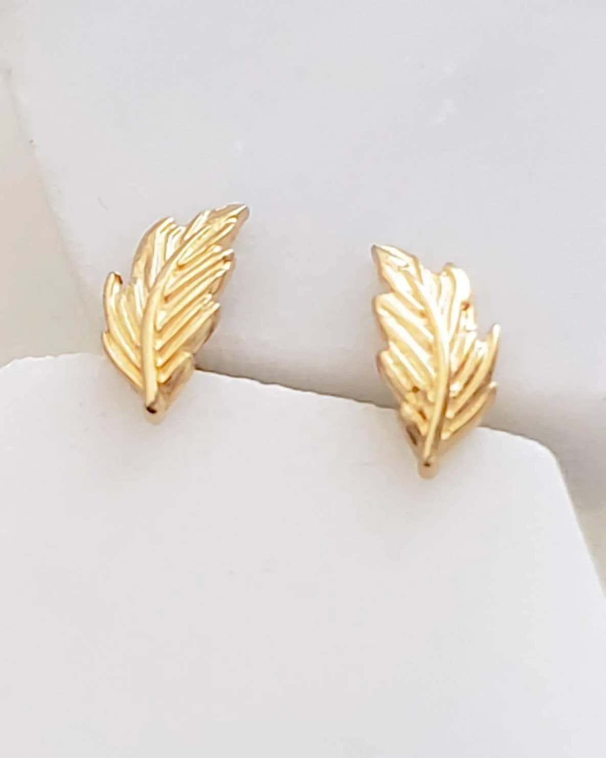 14k Gold Feather Studs