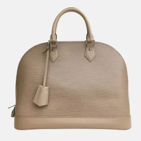 Beige Epi Leather Alma MM Satchel