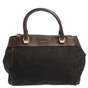 Black/Brown Monogram Canvas and Leather Tote