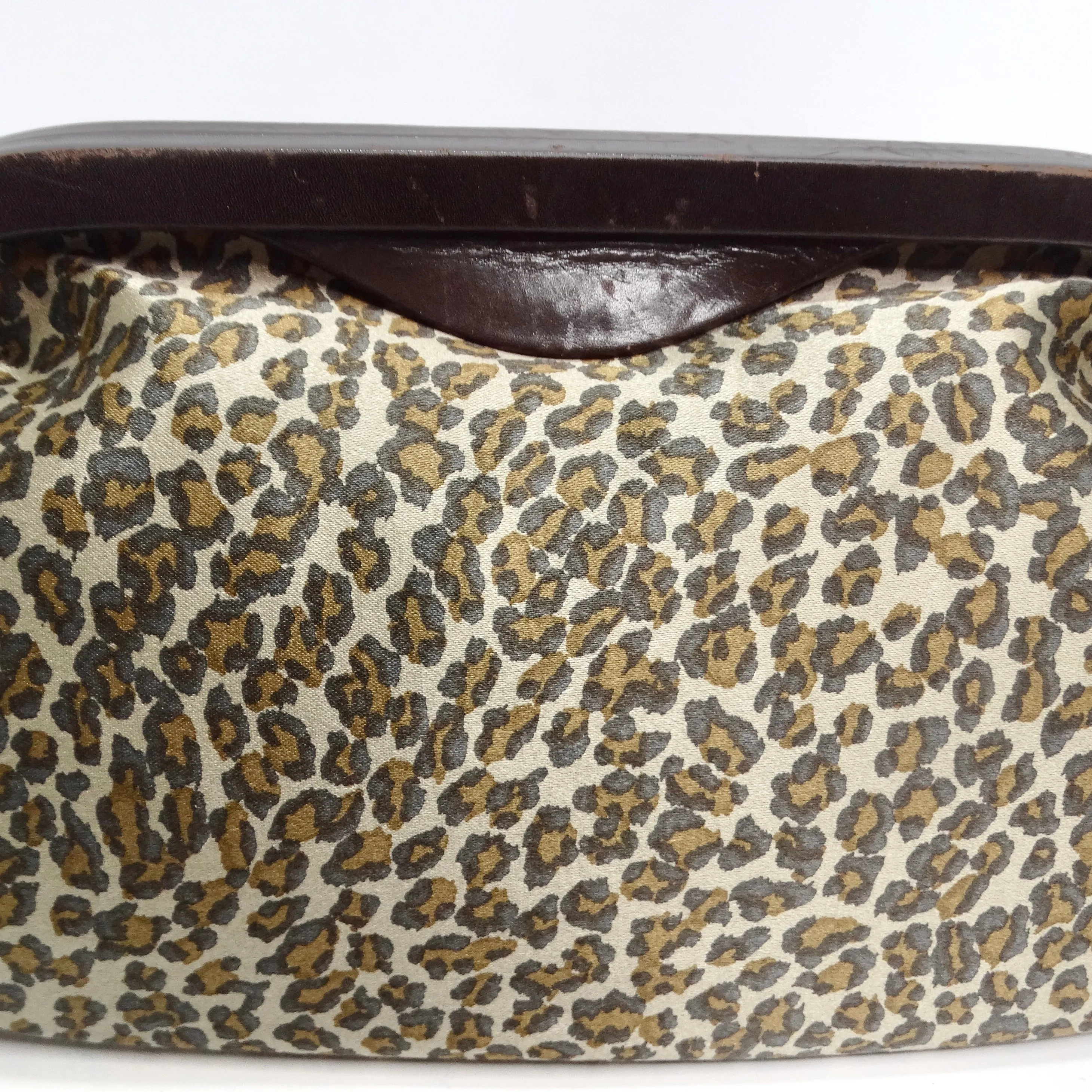 Bottega Veneta 1980s Leopard Print Satin Clutch