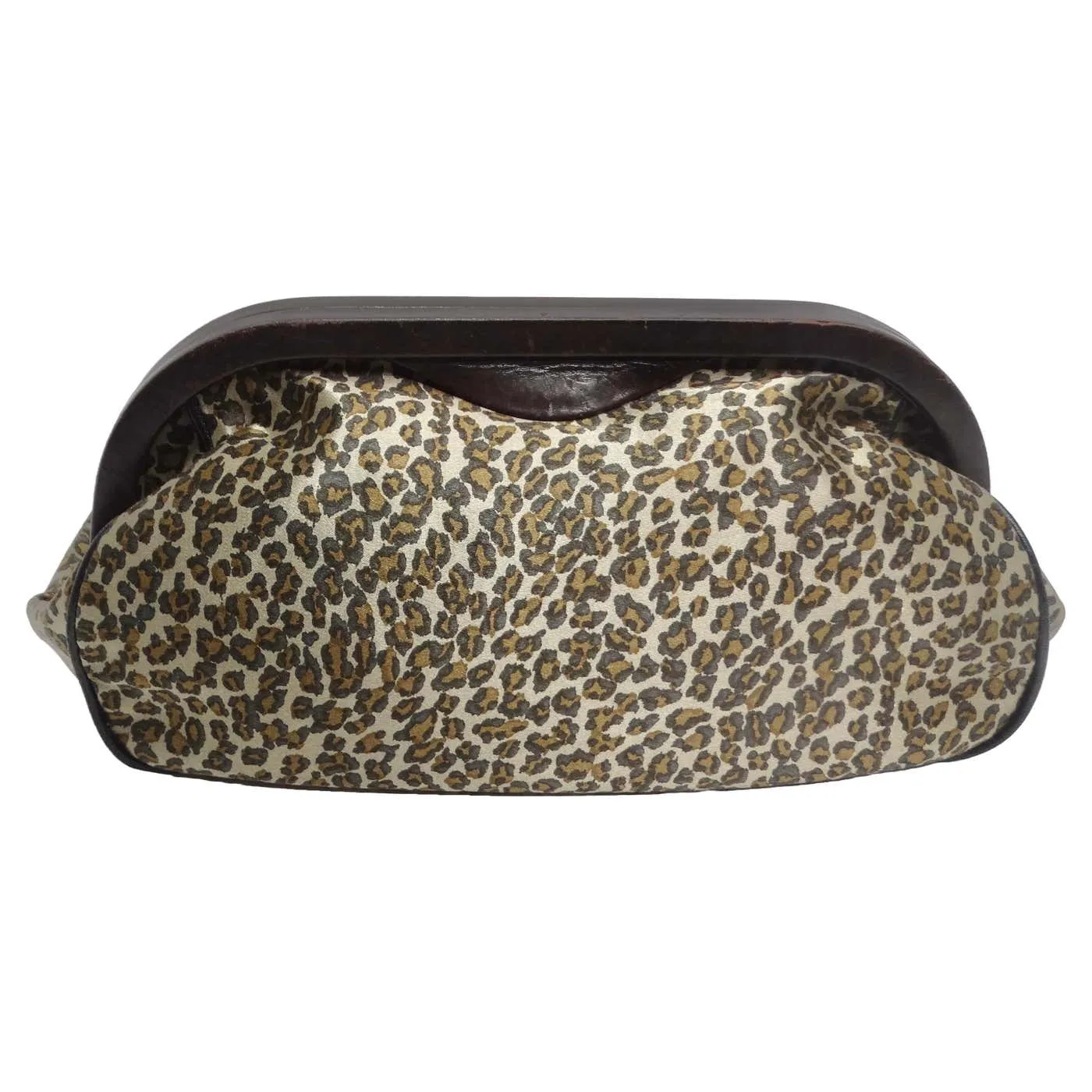 Bottega Veneta 1980s Leopard Print Satin Clutch