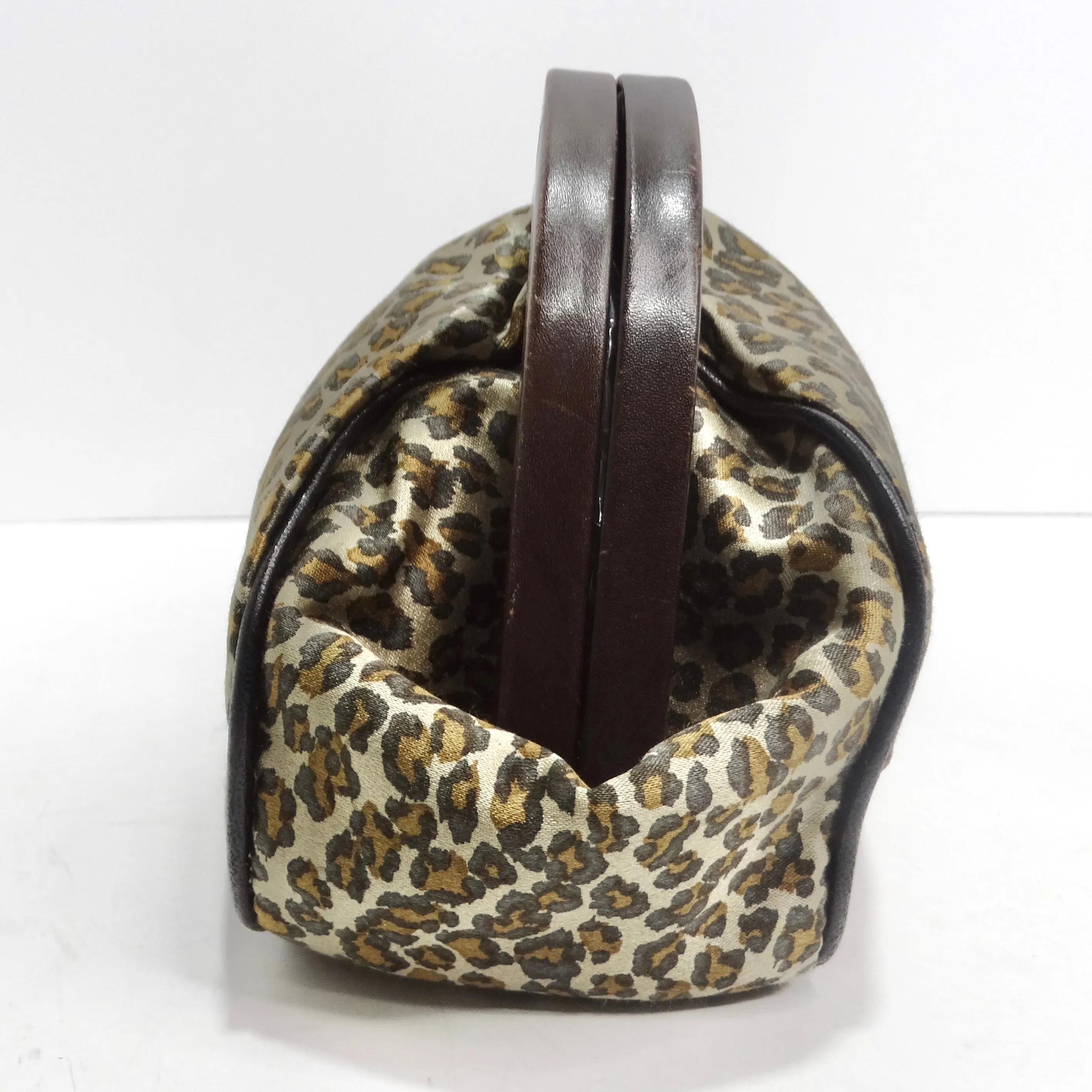 Bottega Veneta 1980s Leopard Print Satin Clutch