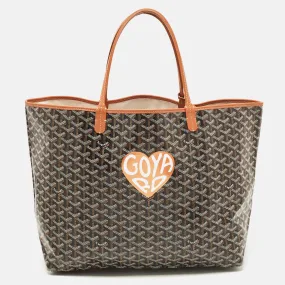 Brown Goyardine Coated Canvas and Leather Coeur Saint Louis GM Tote