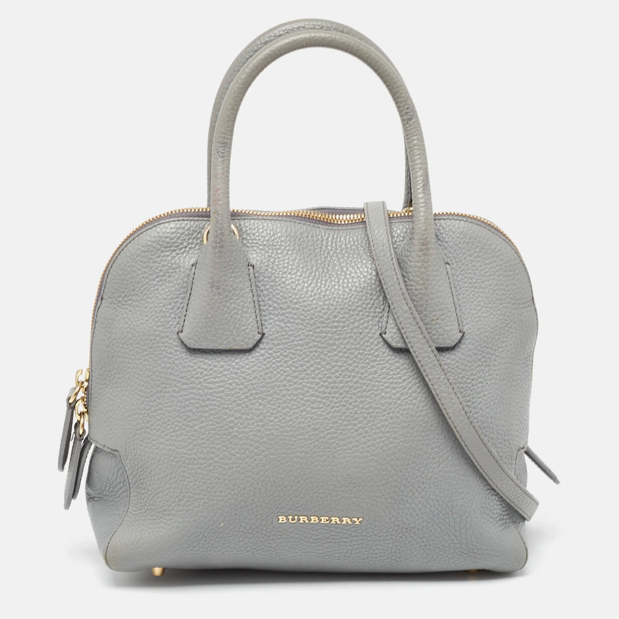 BURBERRY Grey Leather Greenwood Satchel