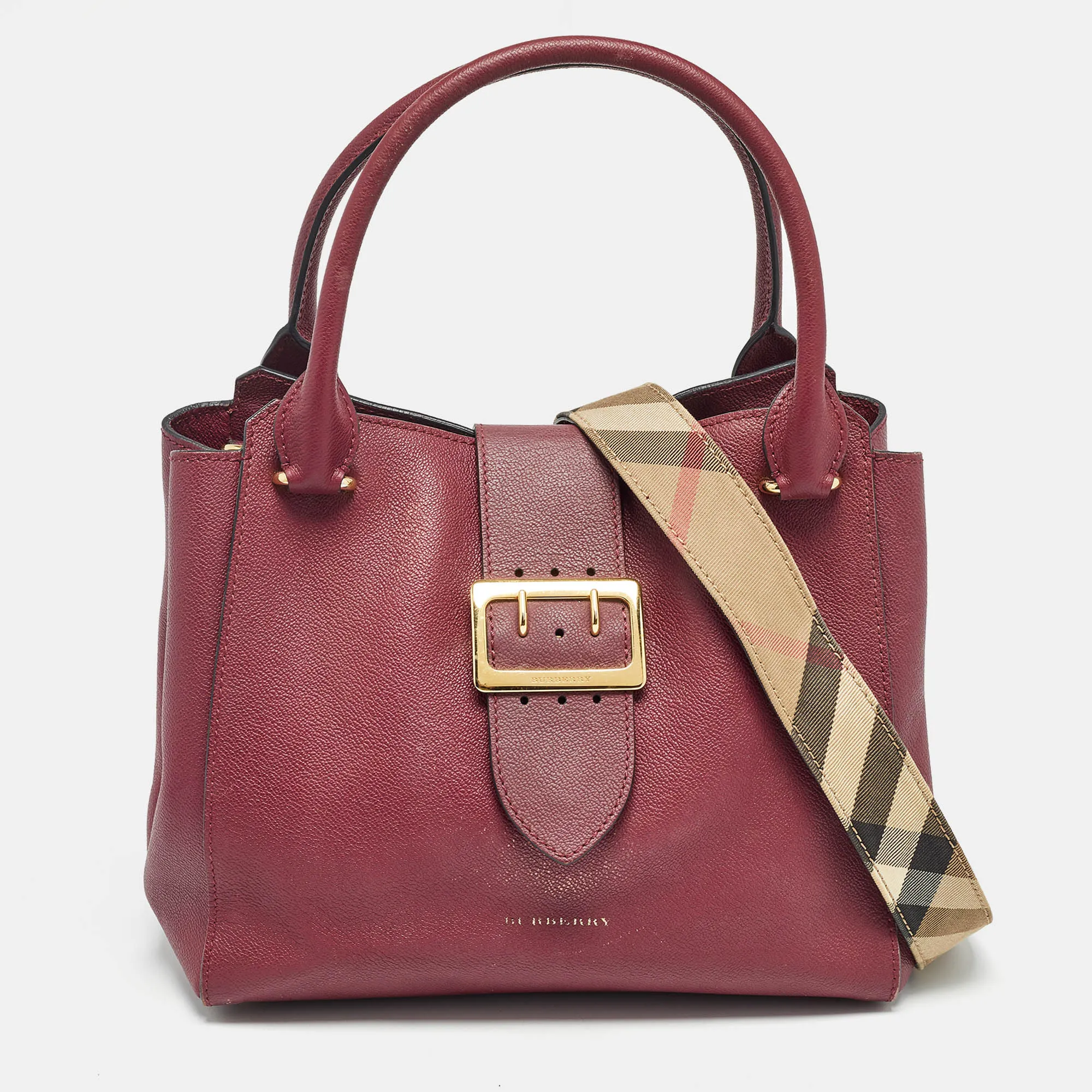 Burgundy Leather Buckle Tote