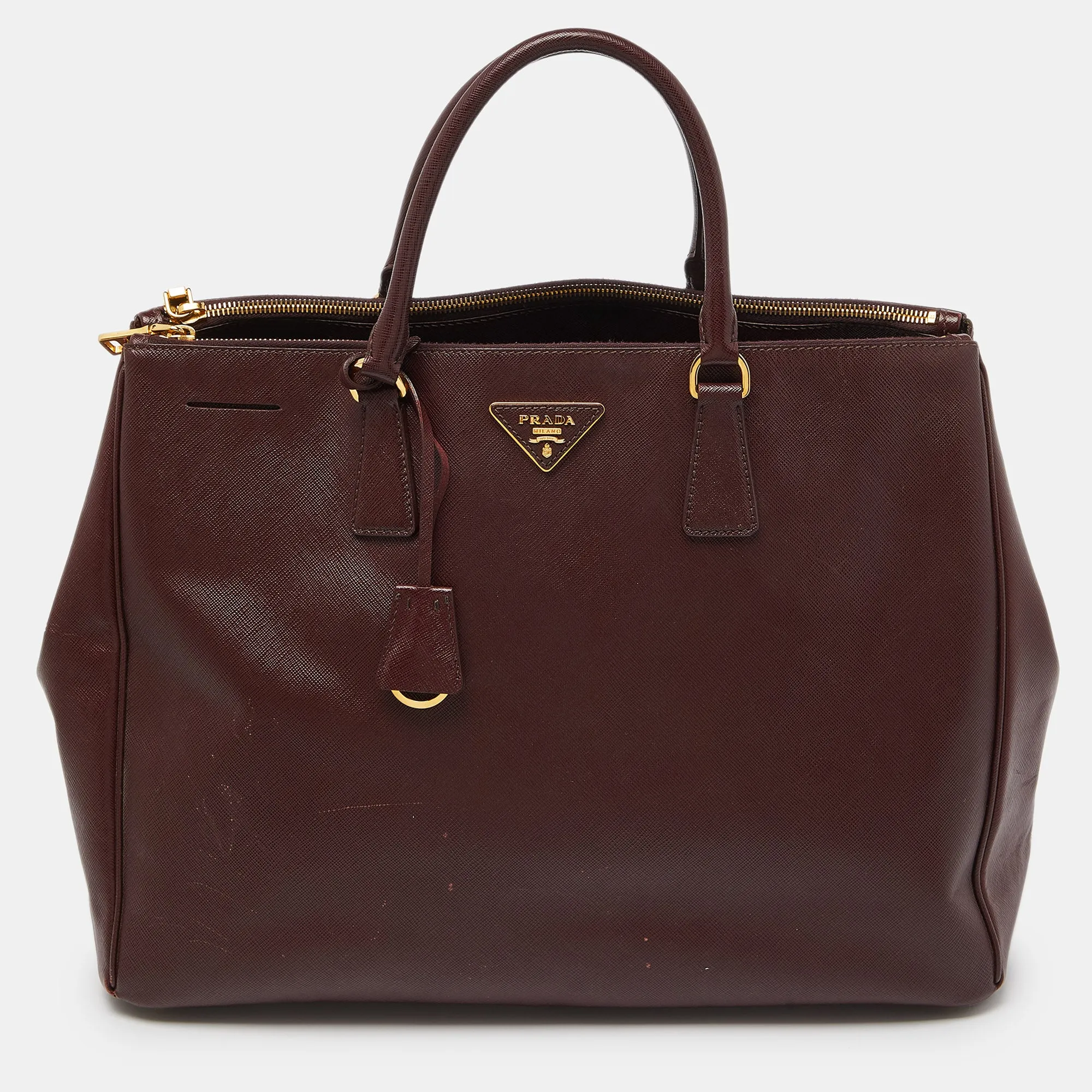 Burgundy Saffiano Lux Leather Executive Galleria Tote