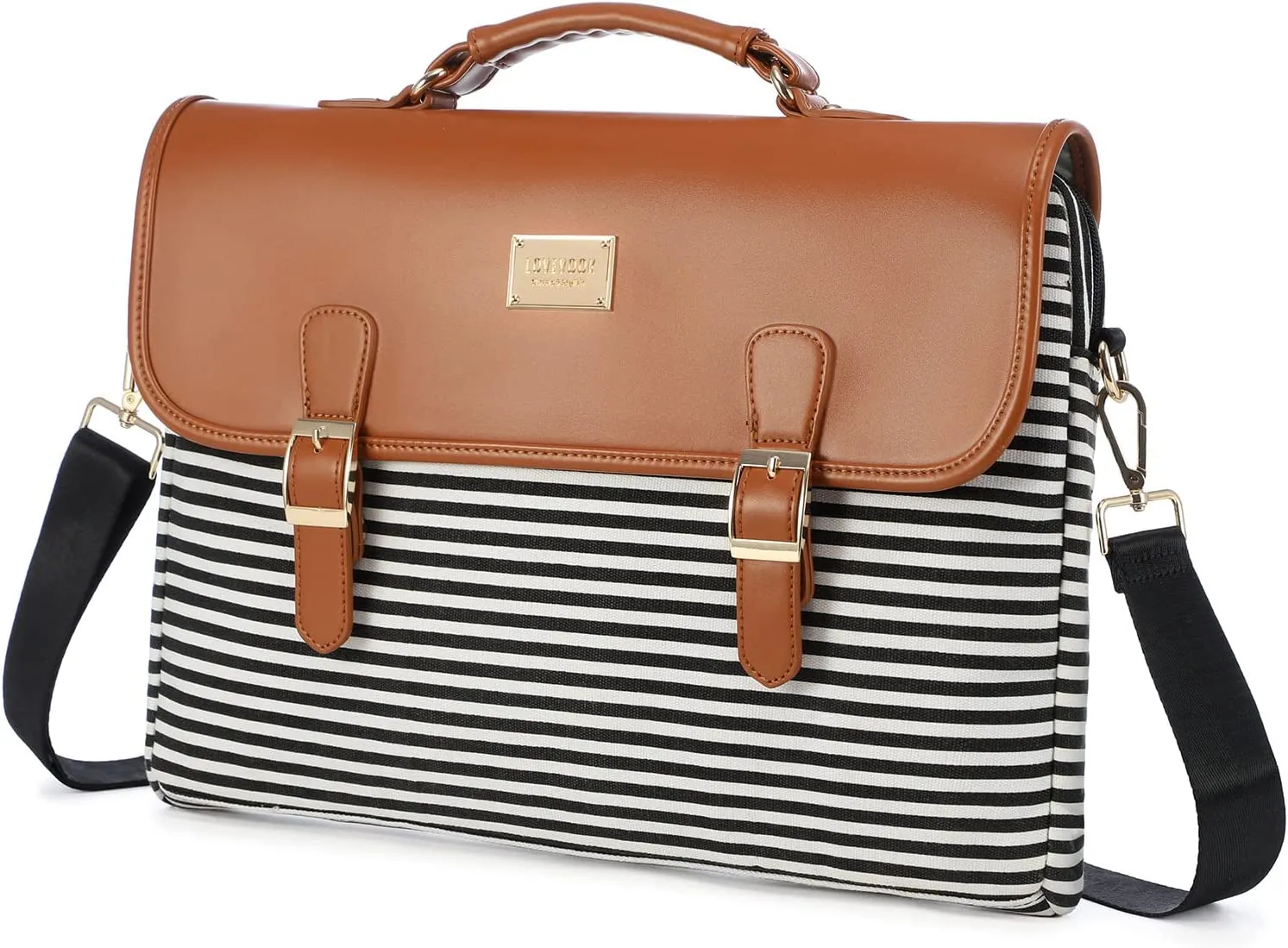 Business Casual Pink Stripe Shoulder Strap Messenger Style Laptop Bag