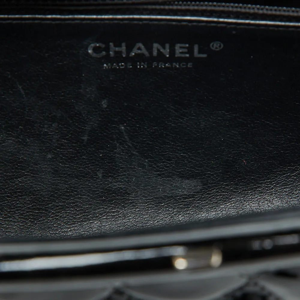 CHANEL Black Quilted Patent Leather Timeless Clutch