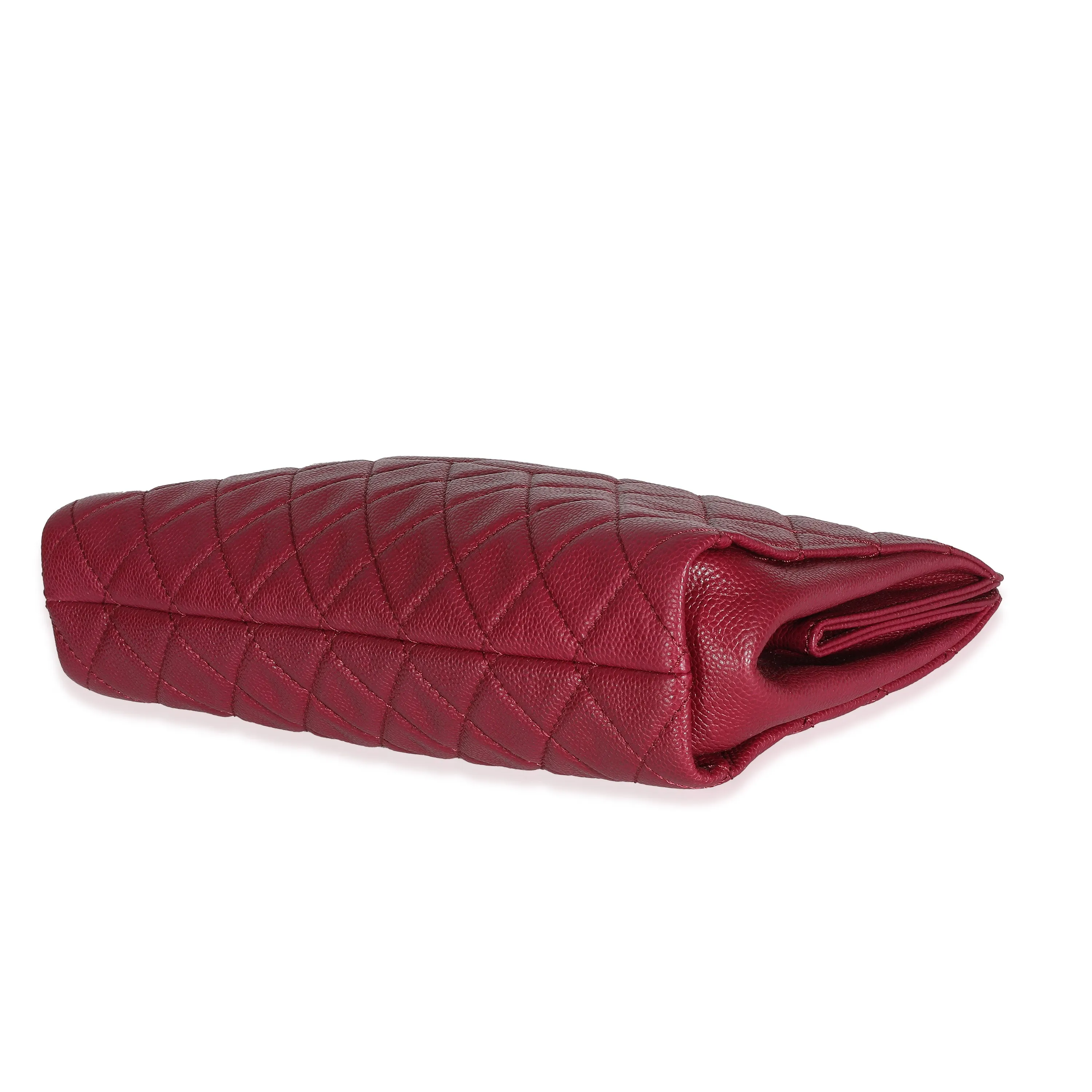 CHANEL Dark Pink Quilted Caviar CC Timeless Frame Clutch