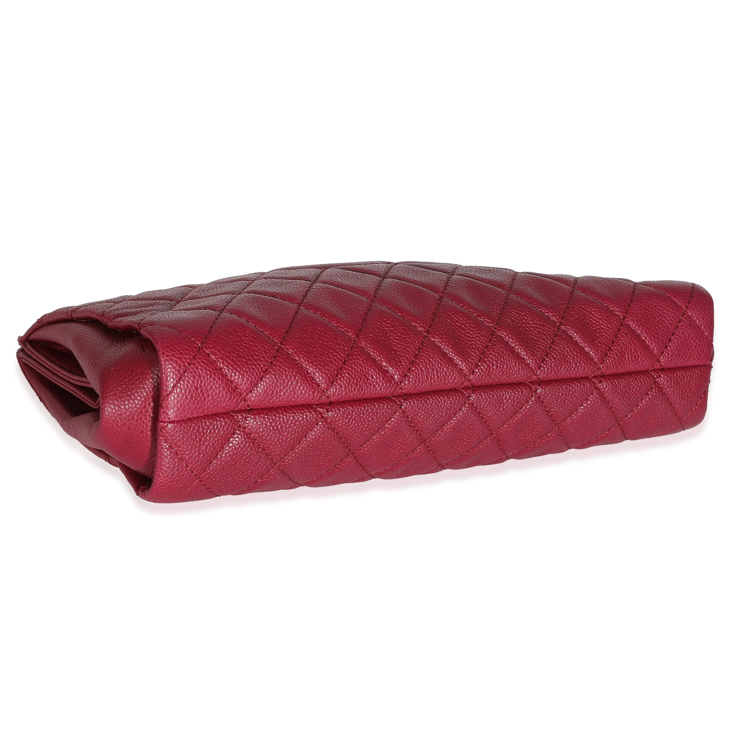 CHANEL Dark Pink Quilted Caviar CC Timeless Frame Clutch