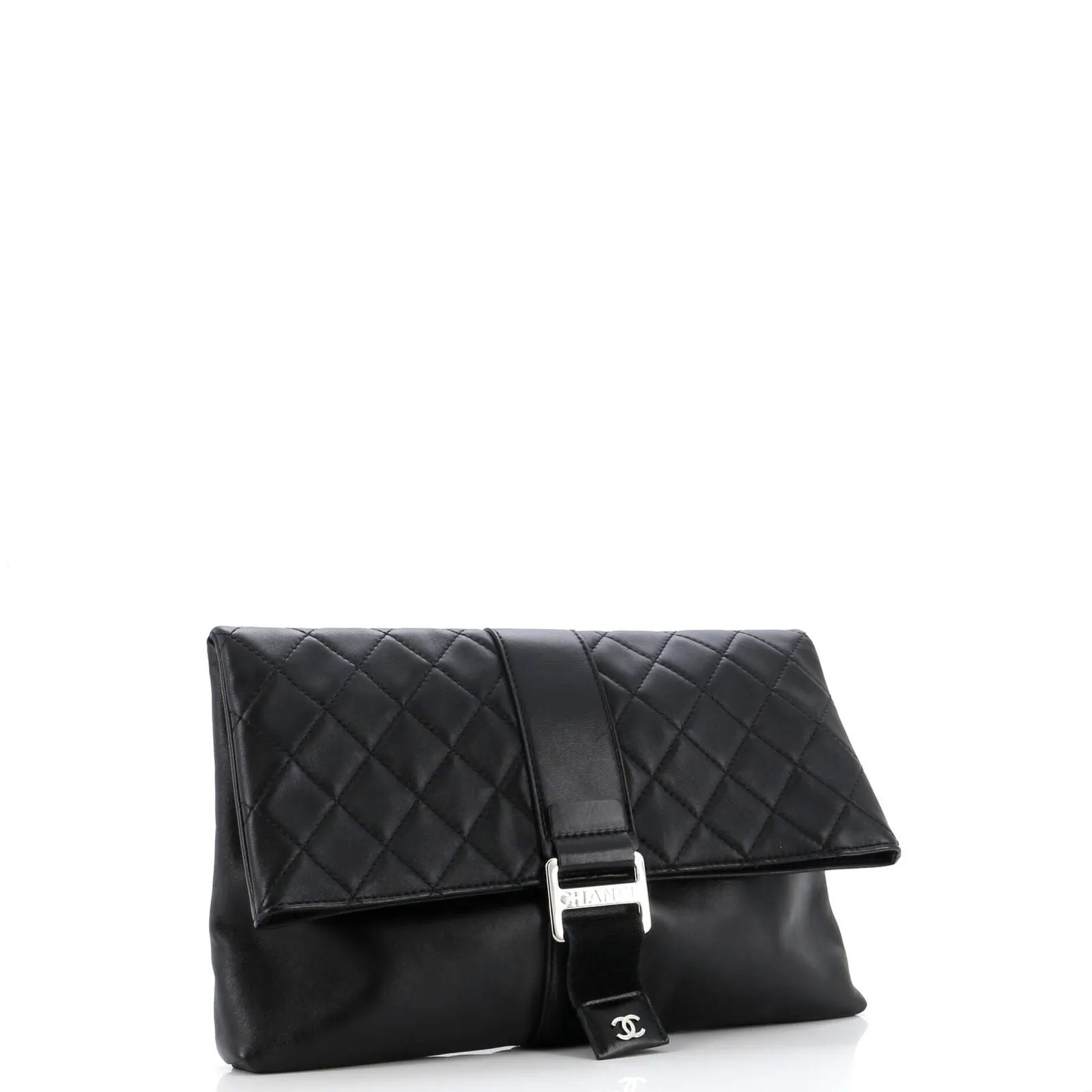 Chanel Fold Over Clutch Quilted Lambskin