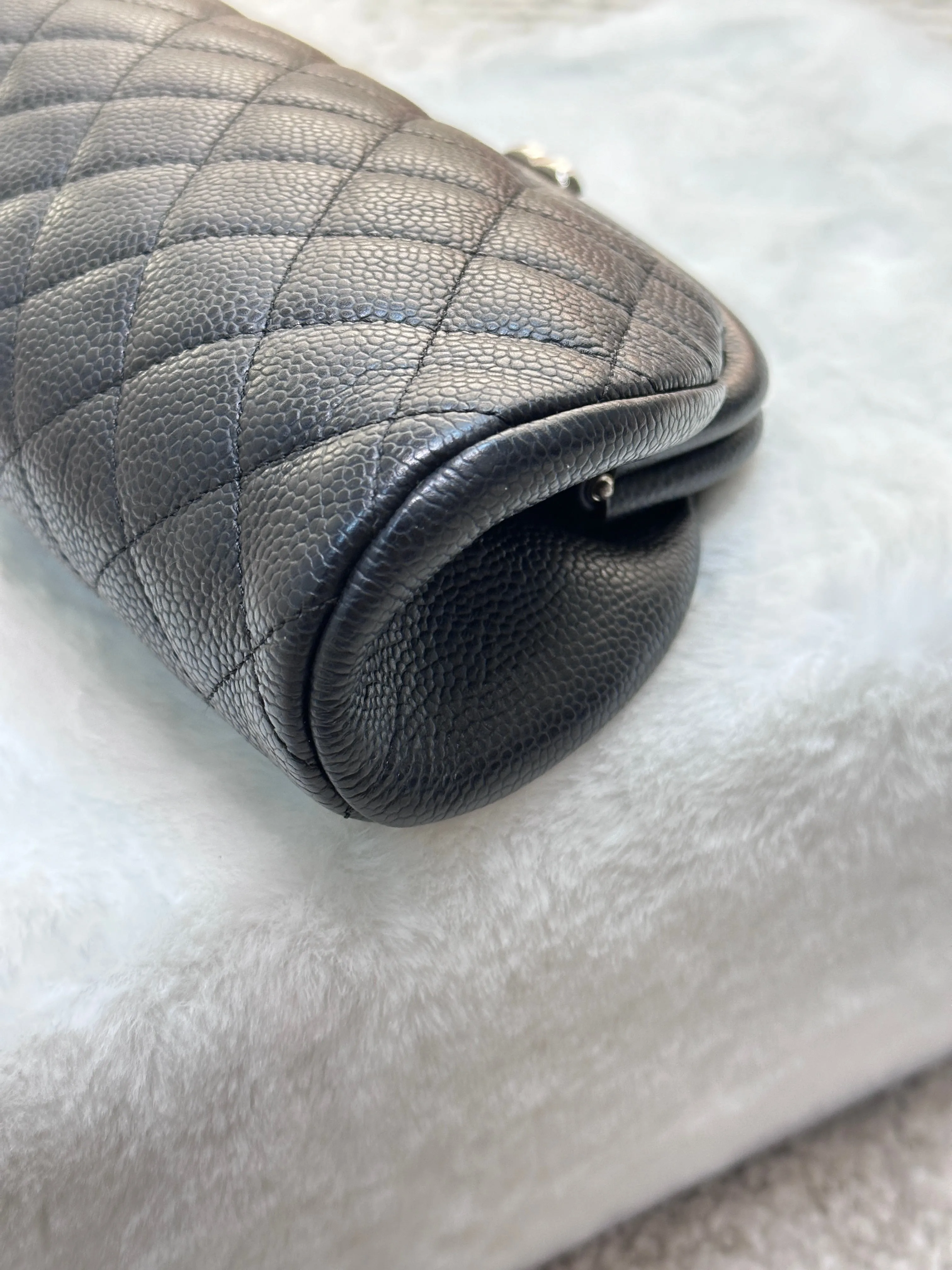 Chanel Quilted Caviar Timeless Clutch Black SHW