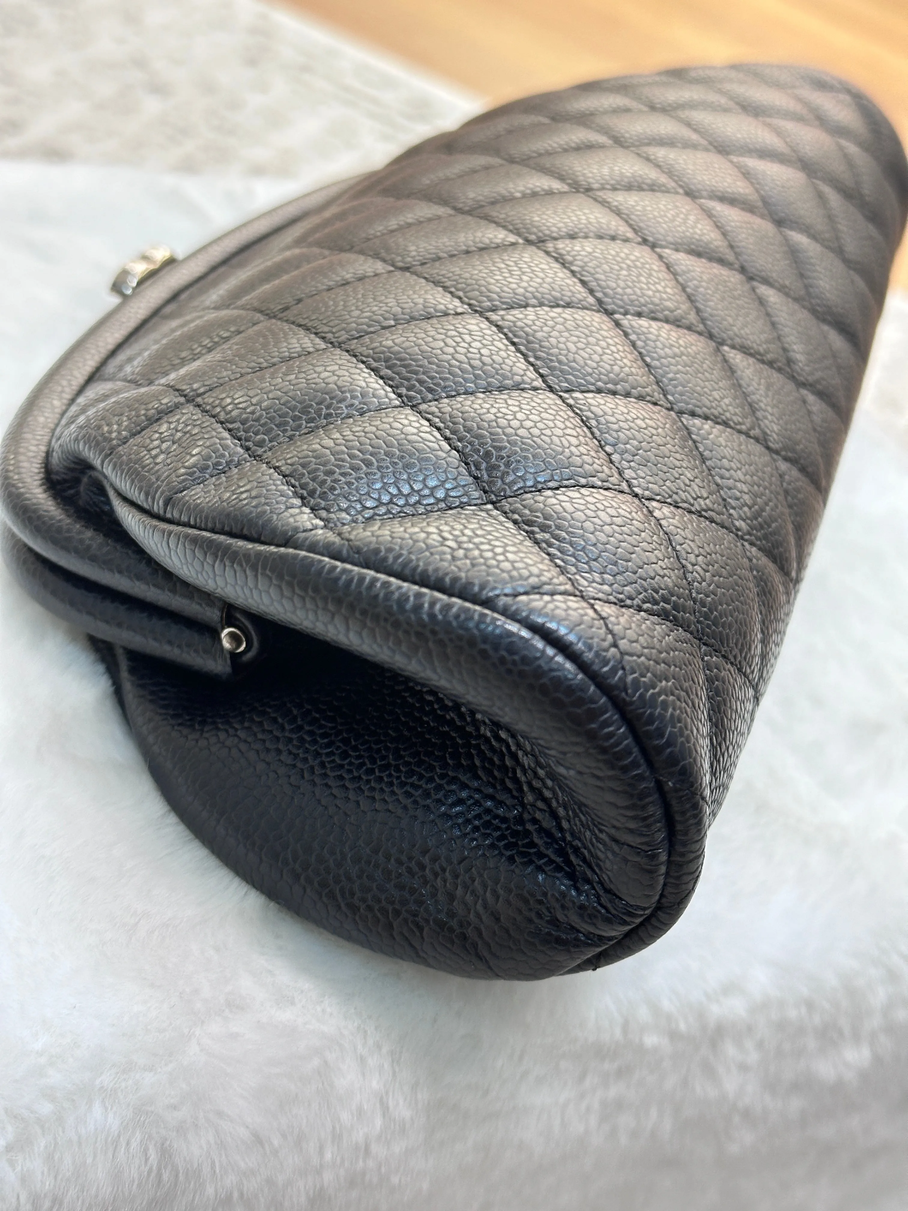 Chanel Quilted Caviar Timeless Clutch Black SHW