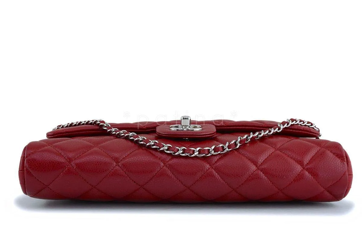 Chanel Red Caviar Classic Timeless Clutch Flap w Chain Bag SHW