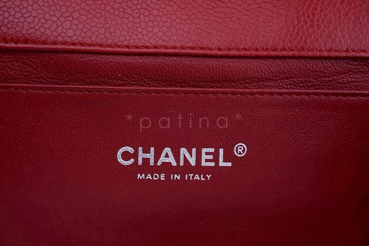 Chanel Red Caviar Classic Timeless Clutch Flap w Chain Bag SHW