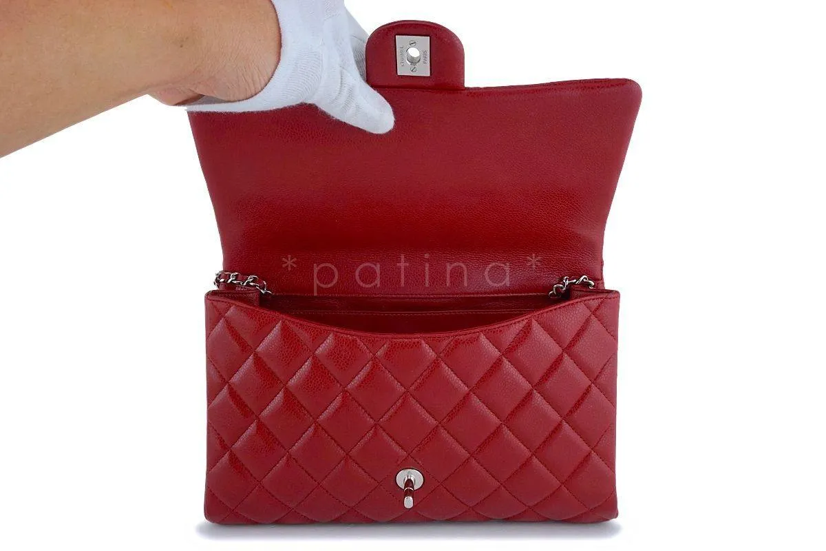 Chanel Red Caviar Classic Timeless Clutch Flap w Chain Bag SHW