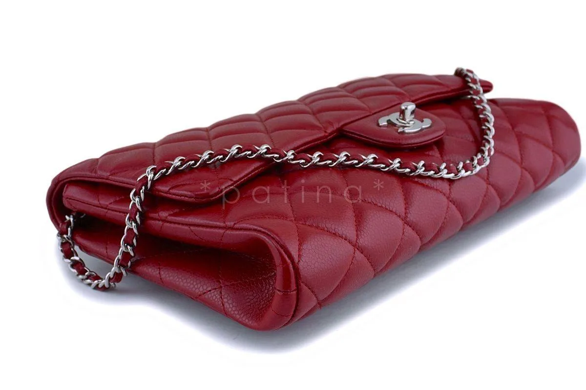 Chanel Red Caviar Classic Timeless Clutch Flap w Chain Bag SHW