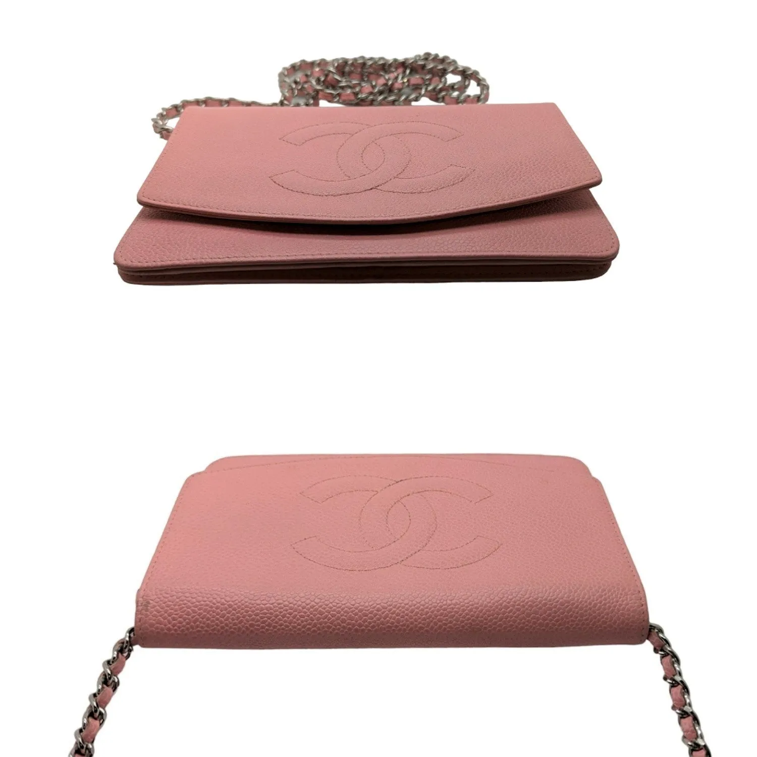 Chanel Vintage Pink Caviar Timeless Wallet On Chain WOC