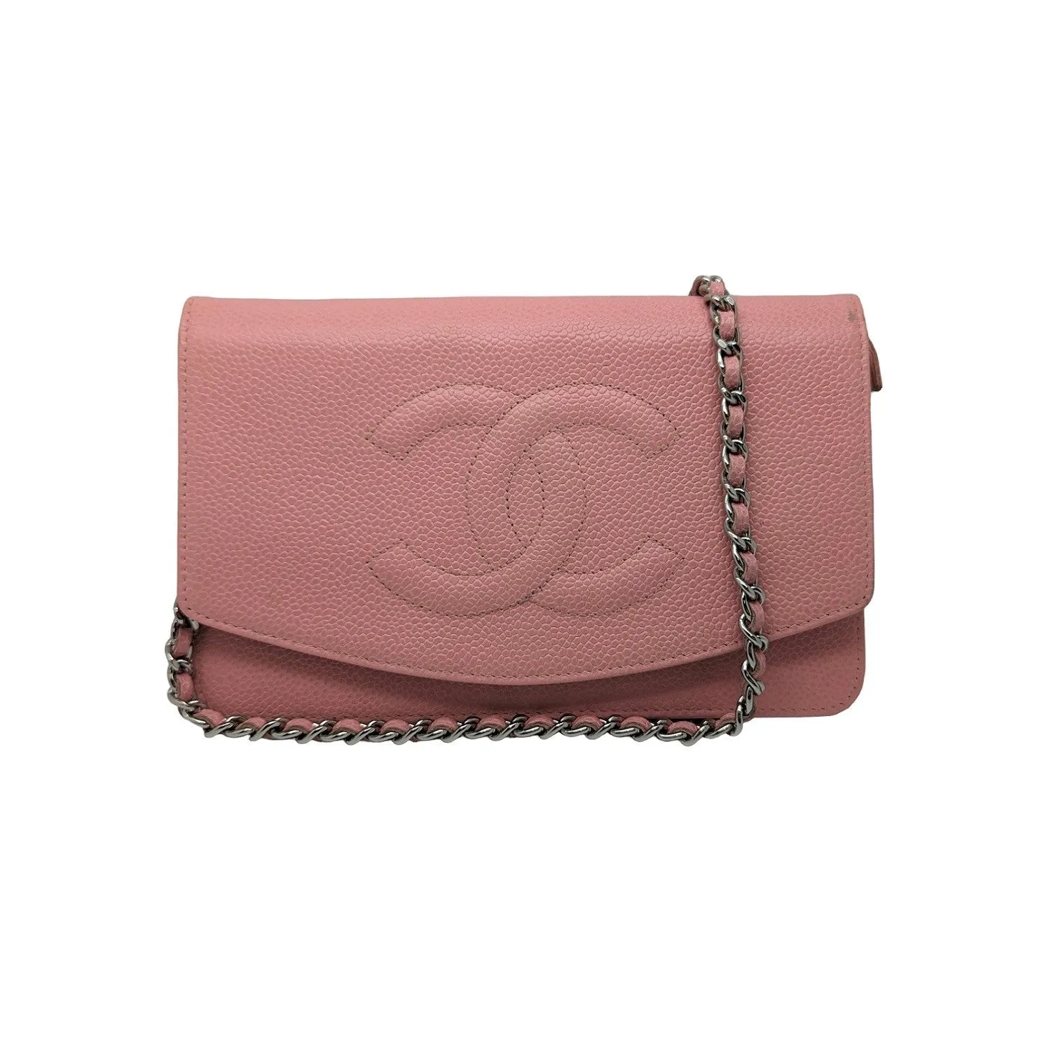 Chanel Vintage Pink Caviar Timeless Wallet On Chain WOC