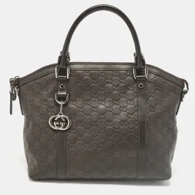 Choco Brown Guccissima Leather Interlocking G Charm Satchel