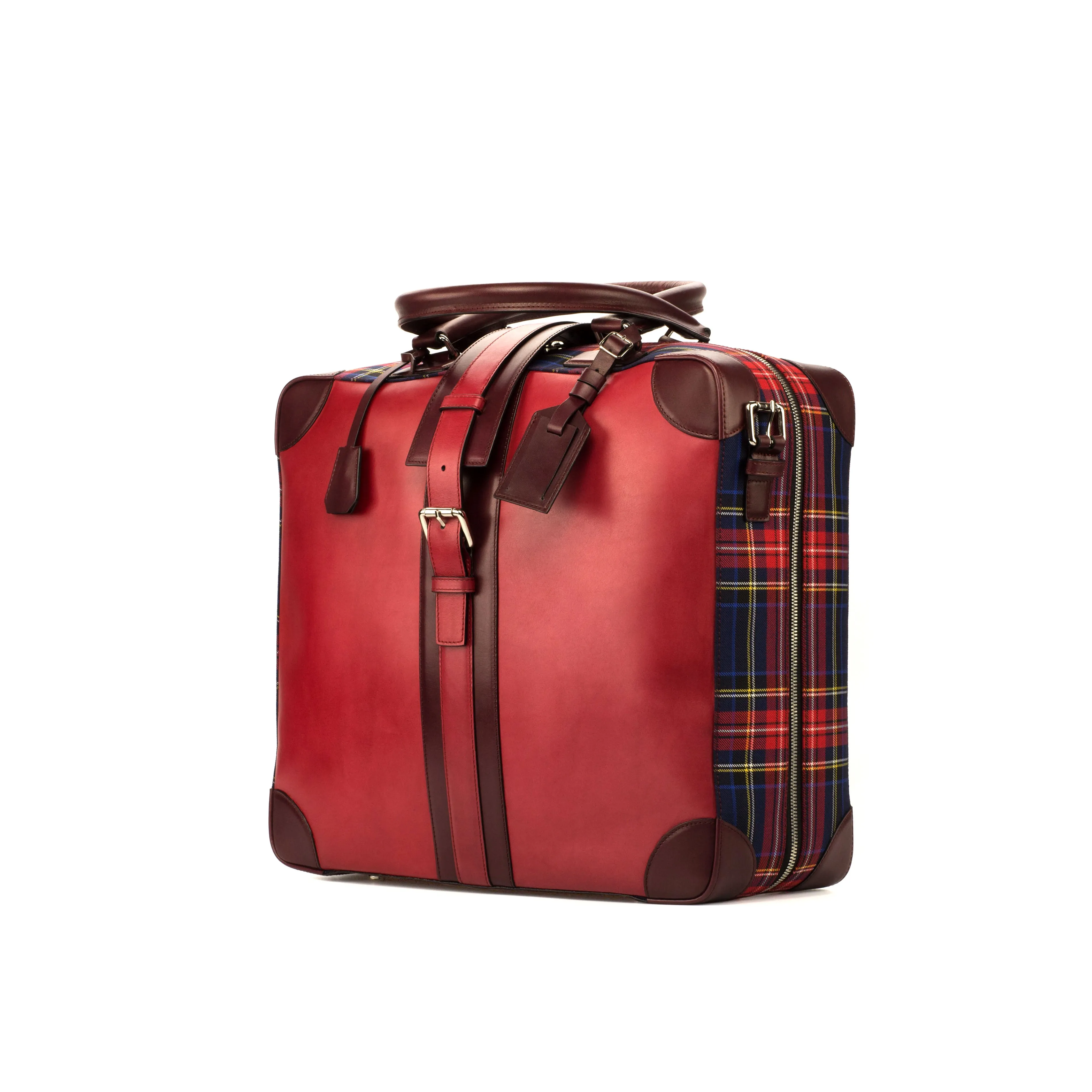 DapperFam Luxe Men's Travel Tote in Tartan Sartorial