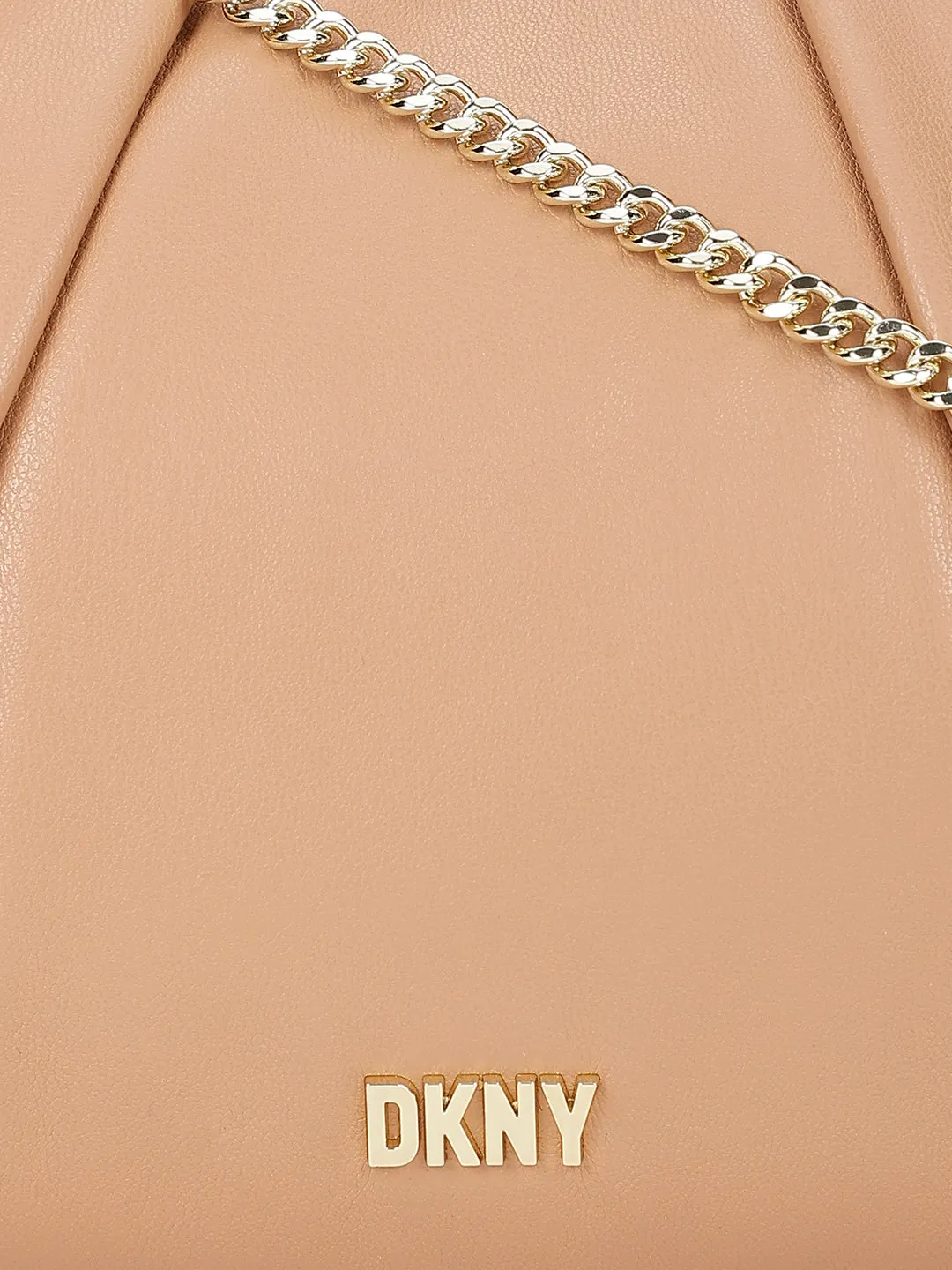 Dkny Women Beige Solid Zip Shoulder Strap Clutch