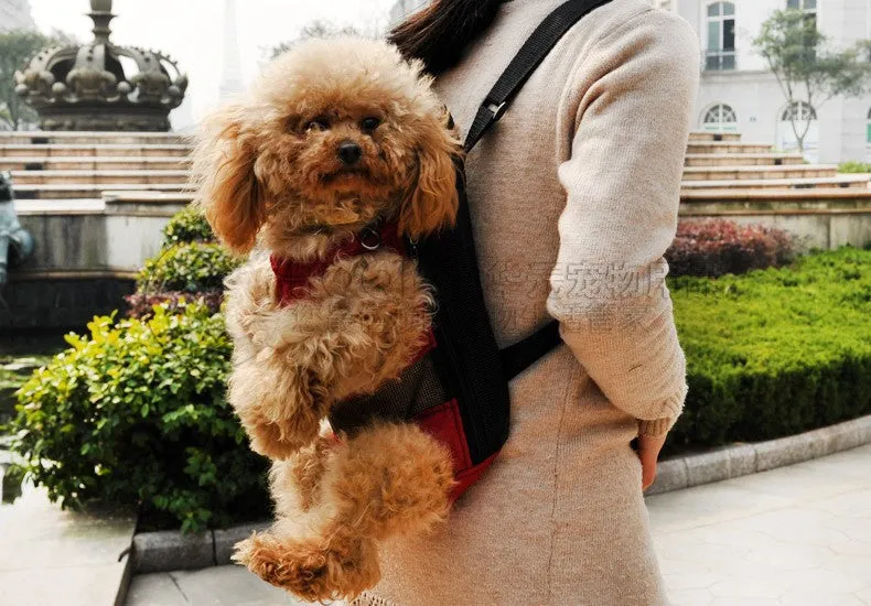 Dog carrier fashion red color Travel Dog Backpack Breathable Pet Bags Shoulder