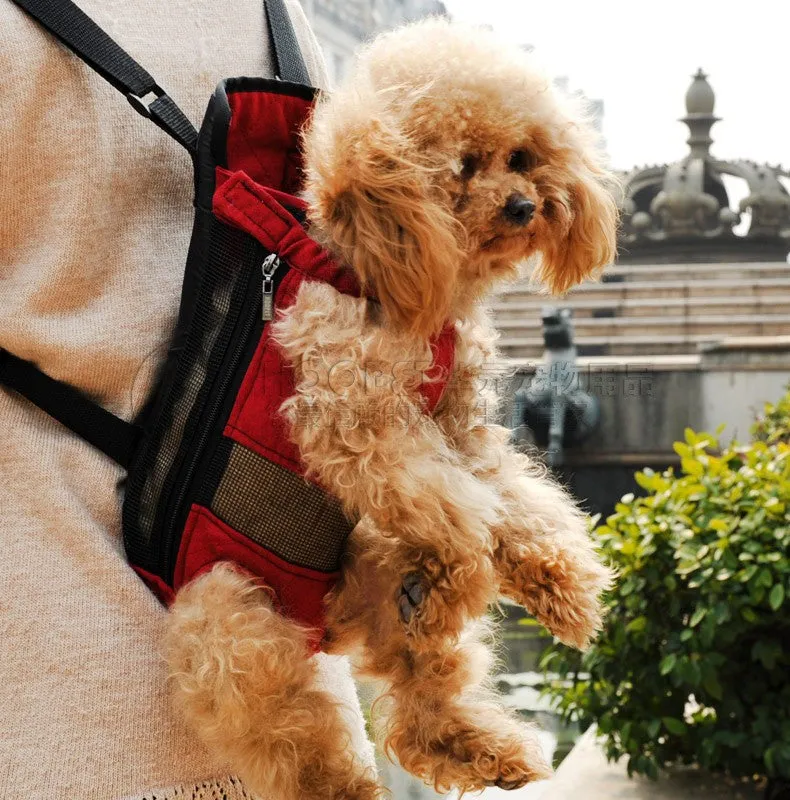 Dog carrier fashion red color Travel Dog Backpack Breathable Pet Bags Shoulder