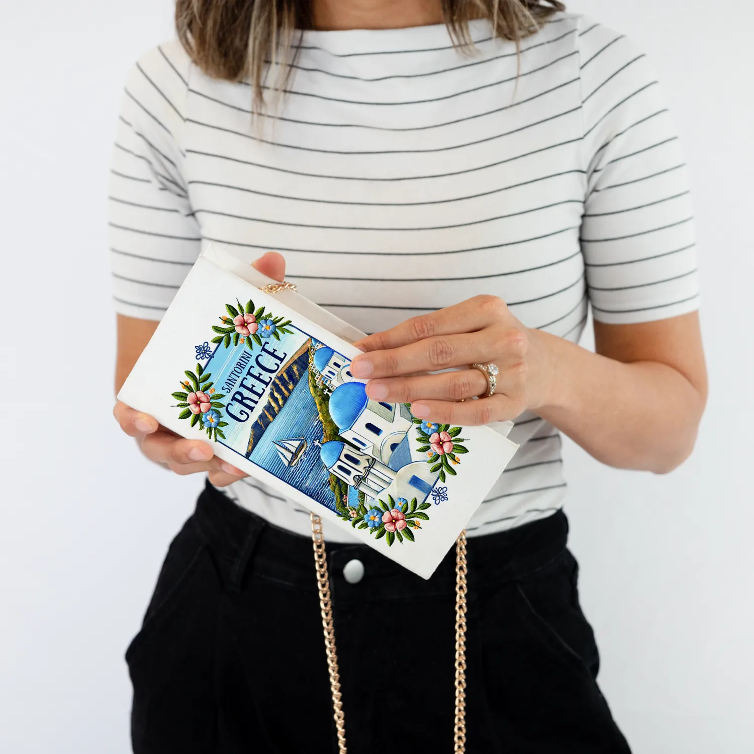 Embroidered Greece Storybook Clutch Bags