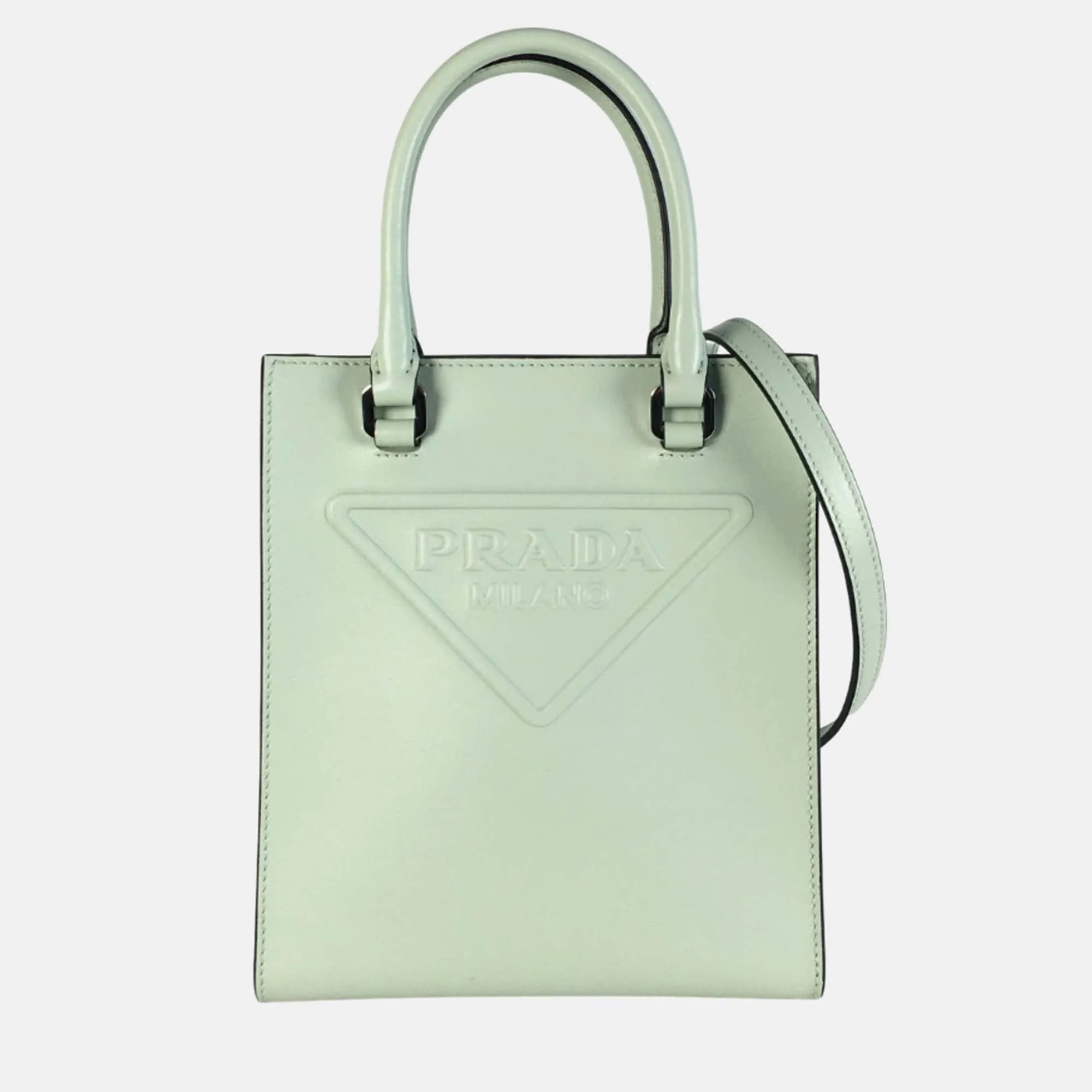 Green Leather Mini Logo Drill Satchel