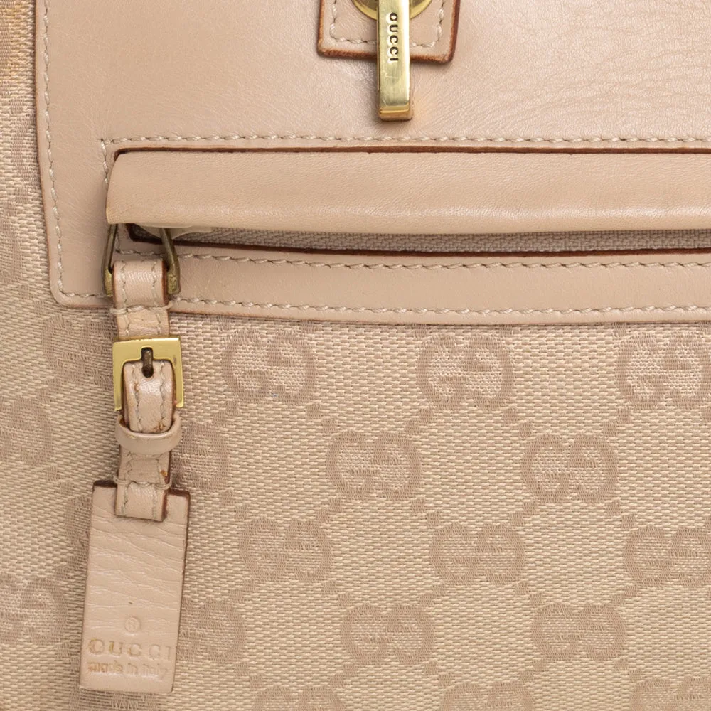 Gucci Beige GG Canvas and Leather Satchel