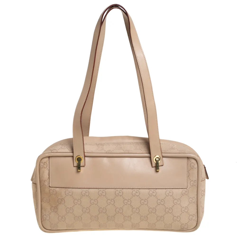 Gucci Beige GG Canvas and Leather Satchel