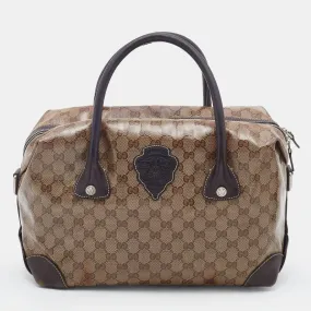 Gucci Beige/Brown GG Crystal Canvas And Leather Satchel