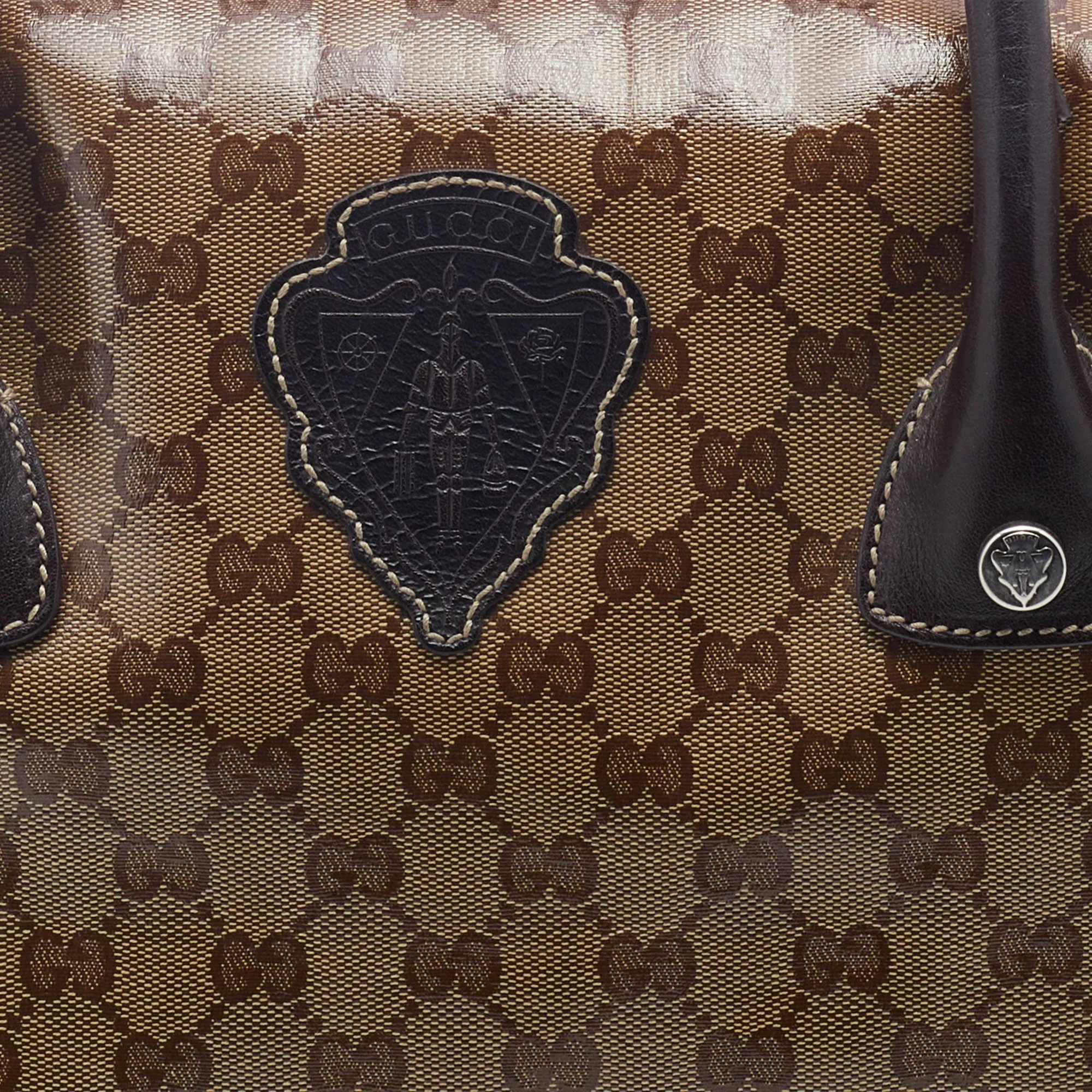 Gucci Beige/Brown GG Crystal Canvas And Leather Satchel