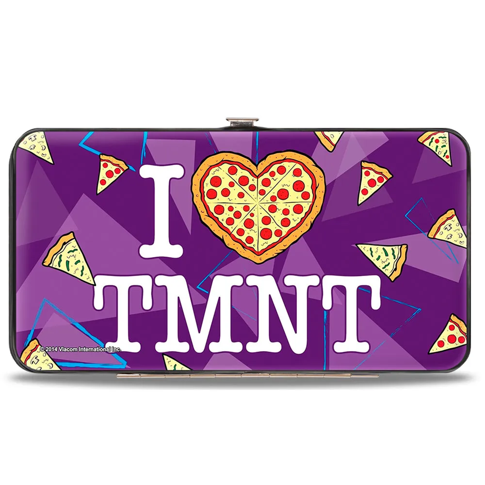 Hinged Wallet - Classic Teenage Mutant Ninja Turtles Faces   I "PIZZA-HEART" TMNT Purple Triangles Pizza