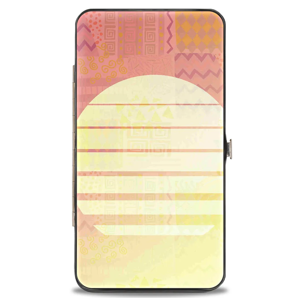 Hinged Wallet - HAWAII SURF CLUB Stitch Winking Pose   Sun Pattern Blocks Pinks Yellows