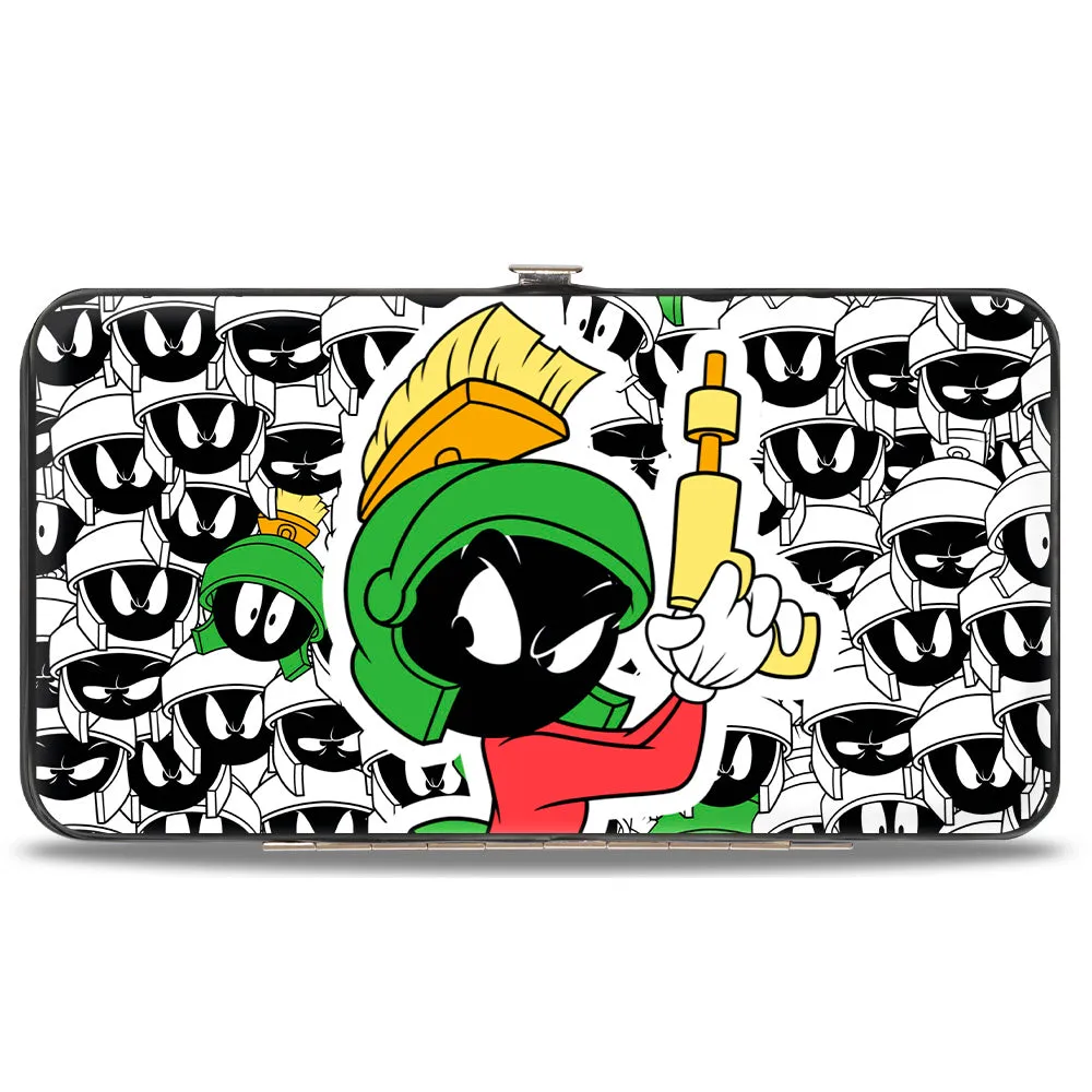 Hinged Wallet - Marvin the Martian Ray Gun Pose Expressions Stacked LANDSCAPE White Black Multi Color