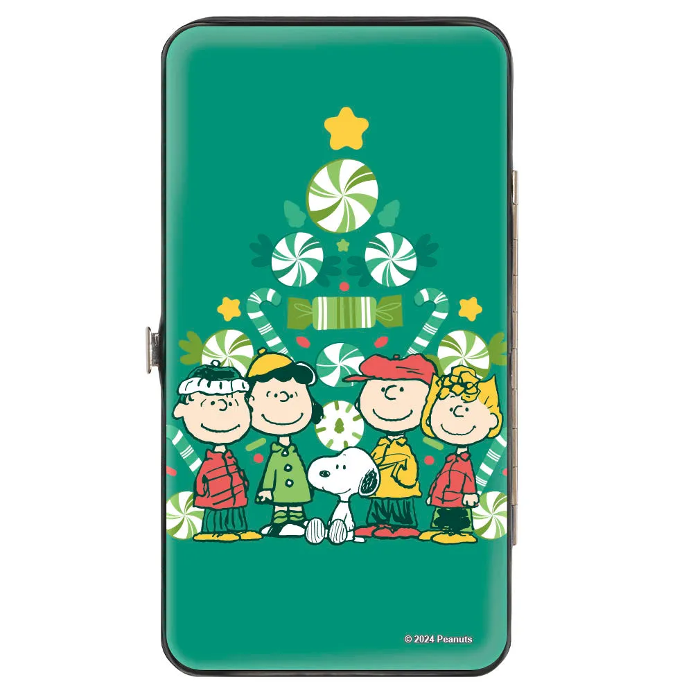 Hinged Wallet - Peanuts Holiday Christmas Tree Group Pose Greens