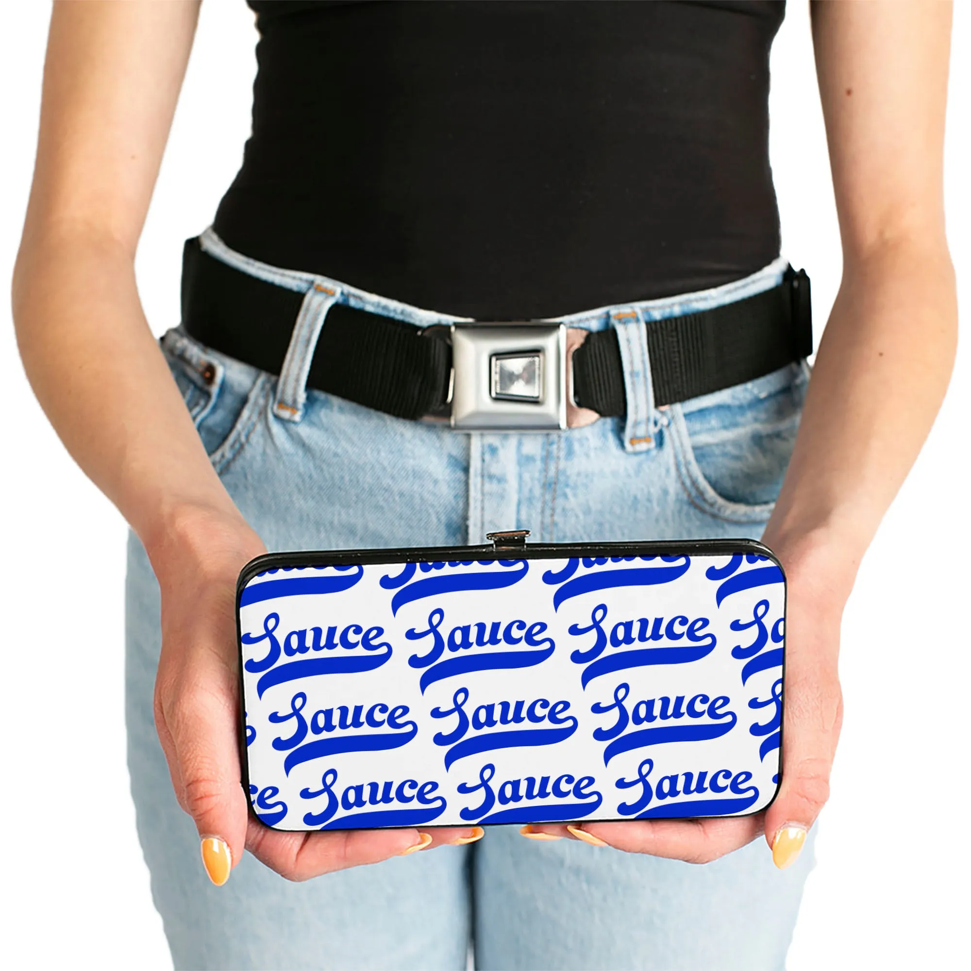 Hinged Wallet - SAUCE Baseball Script White/Blue