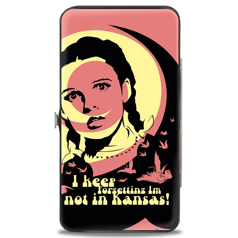 Hinged Wallet - The Wizard of Oz Dorothy and Flying Monkeys NOT IN KANSAS Quote Black/Yellow/Pink