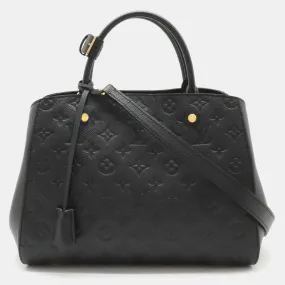 Noir Monogram Empreinte Leather MM Montaigne Satchel Bag