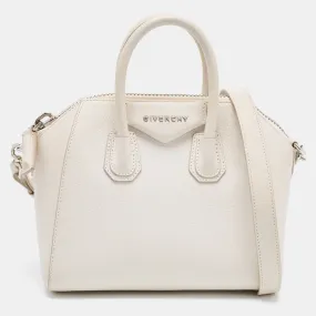 Off White Leather Mini Antigona Satchel