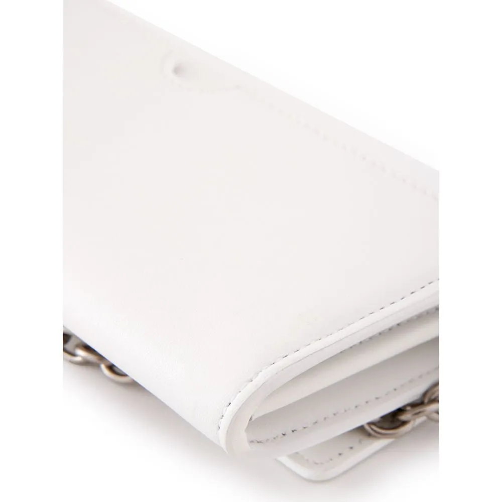 Off-White Sleek White Leather Wallet for the Style-Savvy