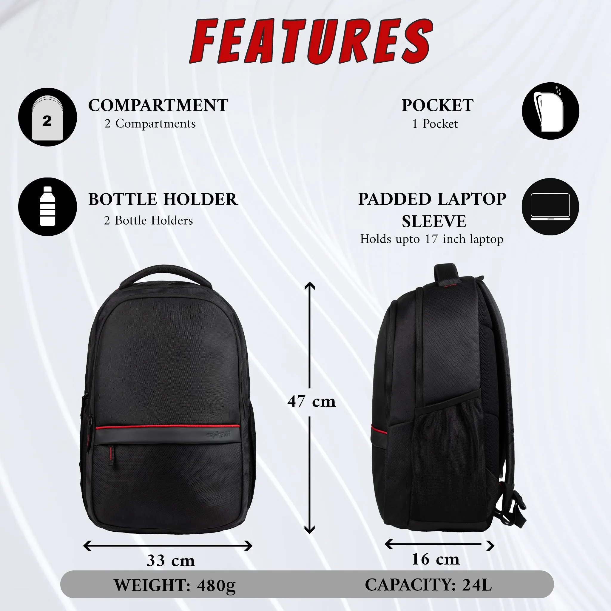 Oracle 24L Black Laptop Backpack