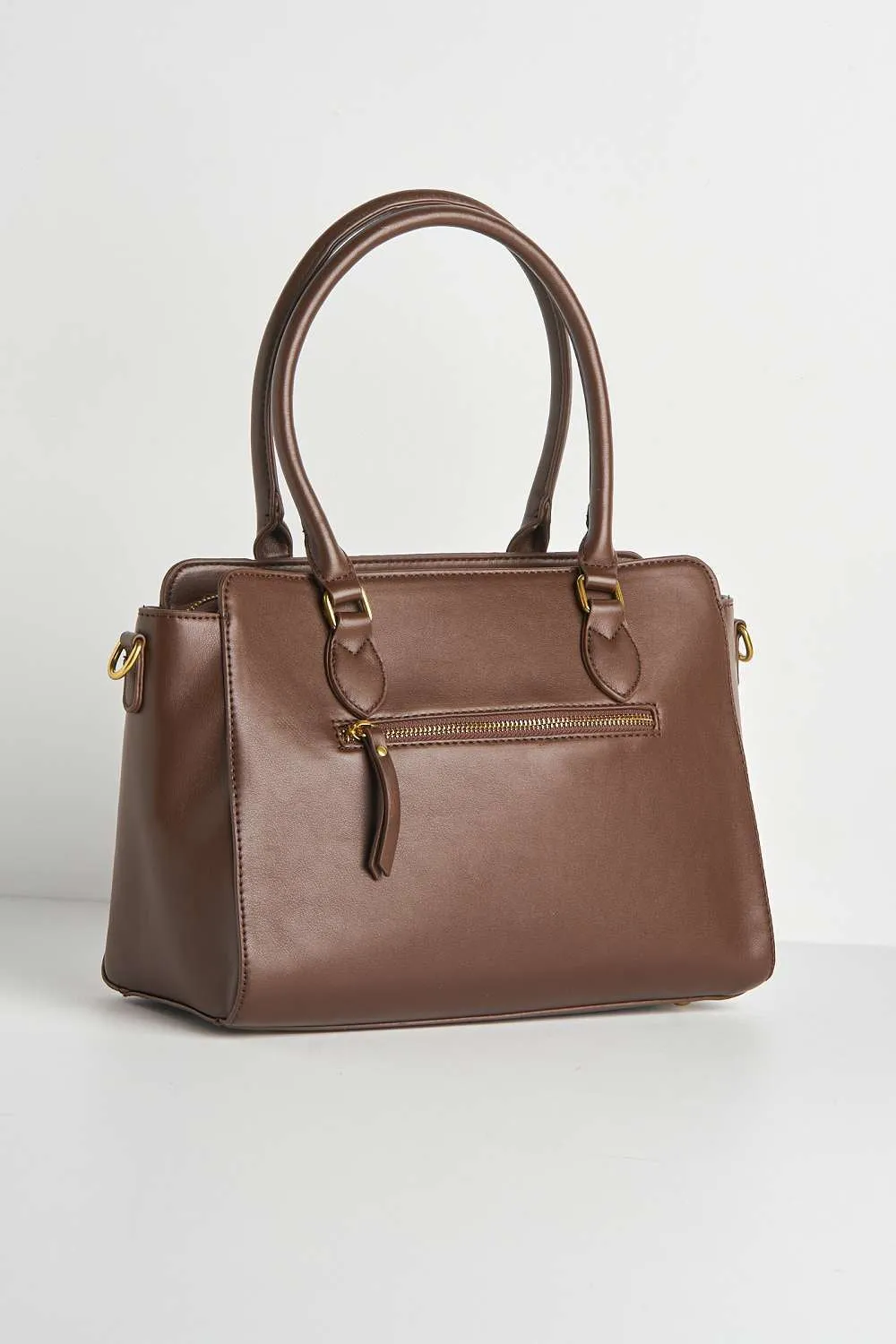 Taya Carlton Collection Wafer Pattern Top Handle Tote Bag in Brown