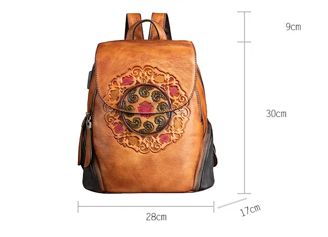 Vintage Large Storage Handmade Leather Backpack for Women 8098